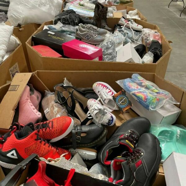 Mixed shoes pallets for resale at Pro Pallet Sales